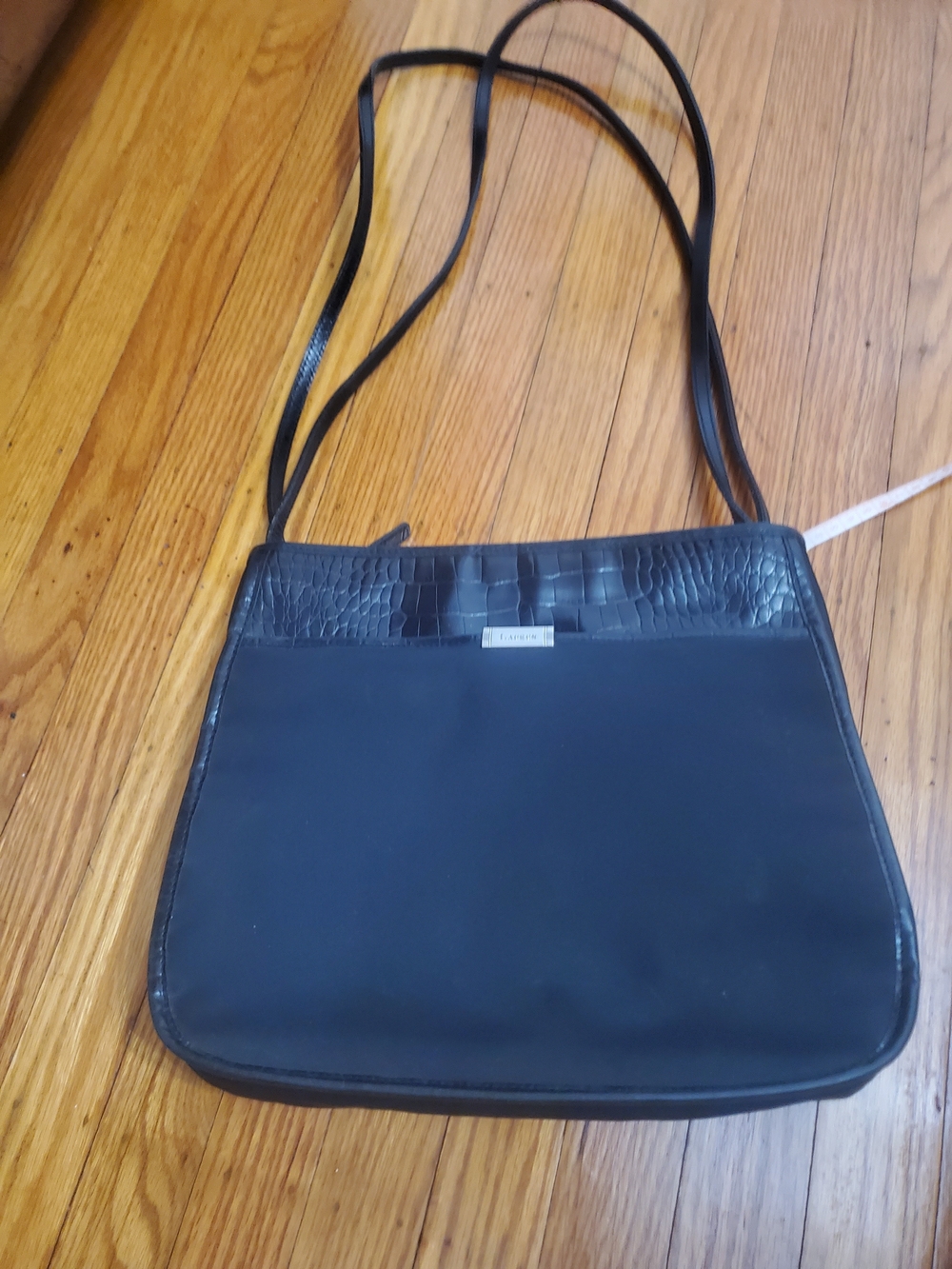 Rare Ralph Lauren Black Crocodile Leather +canvass Shoulder Bag
